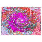 紫とオレンジのグルーヴィ抽象芸術レトロ旋回 ラージペーパーバッグ (裏面)