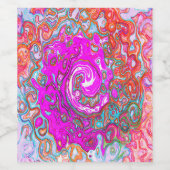 紫とオレンジのグルーヴィ抽象芸術レトロ旋回 ワインラベル (シングルラベル)