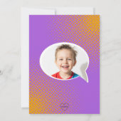 紫とオレンジのコミックスタイルの誕生日招待状 招待状 (裏面)