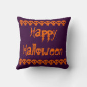 紫とオレンジのスカルハロウィーン枕 クッション (裏面)