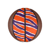紫とオレンジのタイガーストリップ ミニバスケットボール (縦)