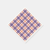 紫とオレンジのタータンチェック スタンダードカクテルナプキン (角)