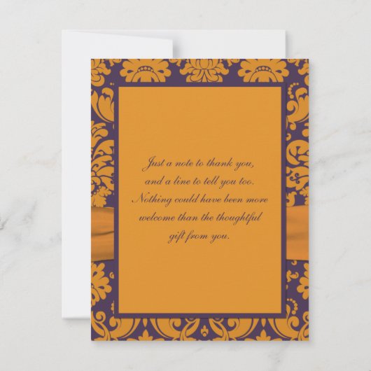 紫とオレンジのダマスクサンキューカード サンキューカード (裏面)