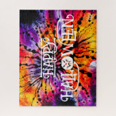 紫とオレンジのハッピーハローウィン絞り染め ジグソーパズル (縦)