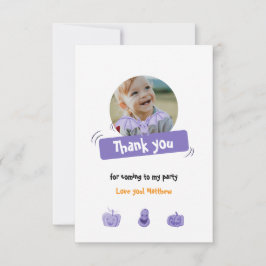 紫とオレンジのハロウィーンの誕生日。カスタム サンキューカード