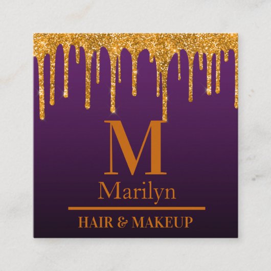 紫とオレンジのハロウィーン スクエア名刺 (正面)