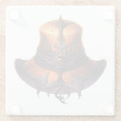 紫とオレンジのビクトリアンハロウィーンハット ガラスコースター (裏面)