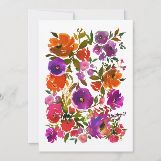 紫とオレンジのフローラお祝い 招待状 (裏面)