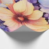 紫とオレンジのフローラが水の色を分離 ラッピングペーパー (角)