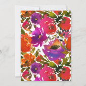 紫とオレンジのフローラカップルのシャワー 招待状 (裏面)