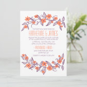 紫とオレンジのフローラバナー結婚式招待状 招待状 (スタンド正面)