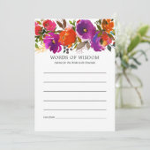 紫とオレンジのフローラブライダルシャワー アドバイスカード (スタンド正面)