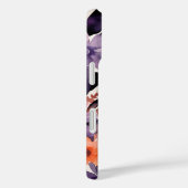 紫とオレンジのフローラ水色モノグラム名 Case-Mate iPhoneケース (裏面 / 右)