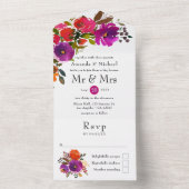 紫とオレンジのフローラ結婚ズ オールインワン招待状 (内側)