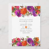 紫とオレンジのフローラ結婚ズ 招待状 (正面)