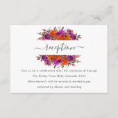 紫とオレンジのフローラ結婚式レセプション エンクロージャーカード (正面)