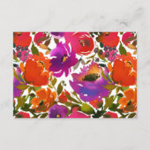 紫とオレンジのフローラ結婚式レセプション エンクロージャーカード (裏面)