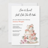 紫とオレンジのフローラ階層化ケーキブライダルシャワー 招待状 (正面)