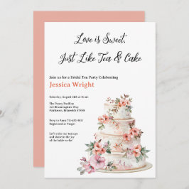 紫とオレンジのフローラ階層化ケーキブライダルシャワー 招待状