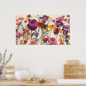 紫とオレンジのポピーのメロディー ポスター (キッチン)