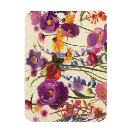 紫とオレンジのポピーのメロディー マグネット (縦)