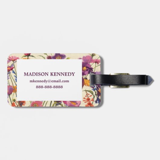 紫とオレンジのポピーのメロディー ラゲッジタグ (裏面横)