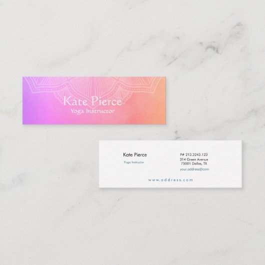 紫とオレンジのマンダラミニ名刺 ロイヤリティカード (正面/裏面)