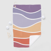 紫とオレンジのレトロなスタイル波 ゴルフタオル (インサイチュ)