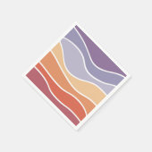 紫とオレンジのレトロなスタイル波 スタンダードカクテルナプキン (角)