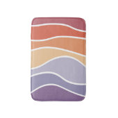 紫とオレンジのレトロなスタイル波 バスマット (正面縦)