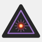 紫とオレンジのレ警告ーザーのシール 三角形シール (正面)