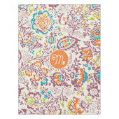 紫とオレンジのヴィンテージ花柄 テーブルクロス (正面)