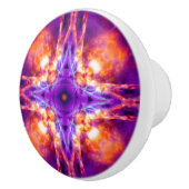 紫とオレンジの万華鏡のように千変万化するパターンクロス セラミックノブ (右)