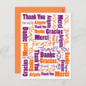 紫とオレンジの多言語ありがとうございます ポストカード (正面/裏面)