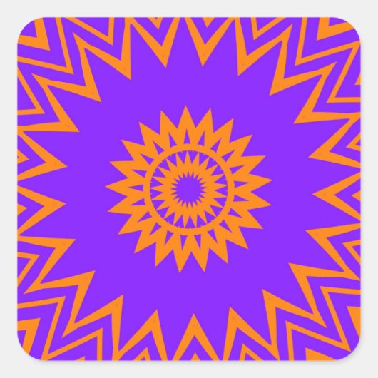紫とオレンジの太陽光線 スクエアシール (正面)
