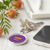 紫とオレンジの学校の色が卒業 キーホルダー (側面)
