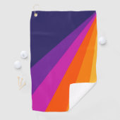 紫とオレンジの対角レトロストライプ ゴルフタオル (インサイチュ)