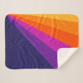 紫とオレンジの対角レトロストライプ シェルパブランケット (正面(横))