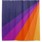 紫とオレンジの対角レトロストライプ シャワーカーテン (正面)