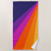 紫とオレンジの対角レトロストライプ ビーチタオル (正面)