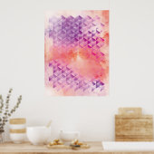 紫とオレンジの幾何学的 ポスター (キッチン)