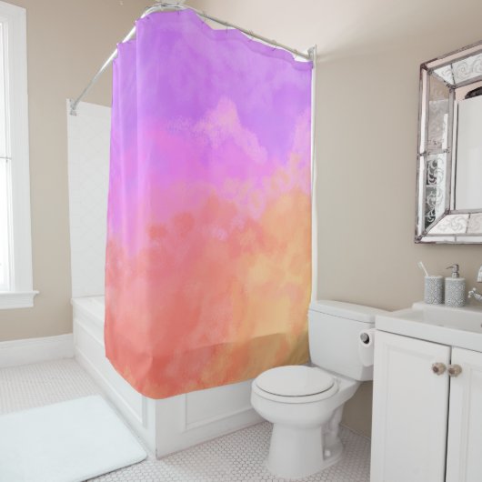 紫とオレンジの抽象芸術雲シャワーカーテン シャワーカーテン (インサイチュ)