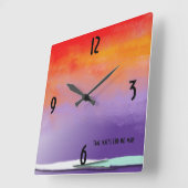 紫とオレンジの抽象芸術 スクエア壁時計 (傾斜)