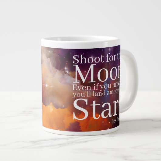 紫とオレンジの星雲と引用文感動的 ジャンボコーヒーマグカップ (正面右)