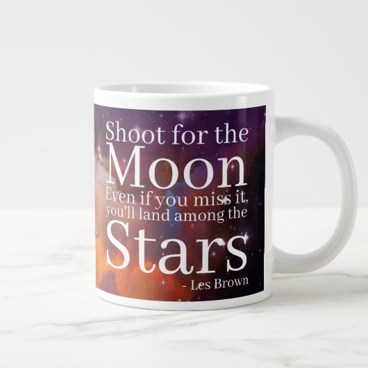 紫とオレンジの星雲と引用文感動的 ジャンボコーヒーマグカップ (右)