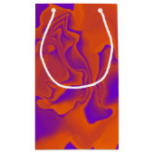 紫とオレンジの波のパターン スモールペーパーバッグ (裏面)