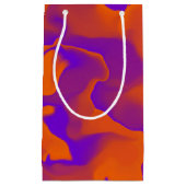 紫とオレンジの波のパターン スモールペーパーバッグ (正面)