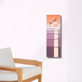 紫とオレンジの海鳥が夕日を背景にしたベクトルアート キャンバスプリント