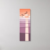 紫とオレンジの海鳥が夕日を背景にしたベクトルアート キャンバスプリント (正面)