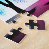 紫とオレンジの秋のシルエット ジグソーパズル (側面)